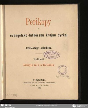 Druhi dźěl: Lekcyje za I. a II. lětnik