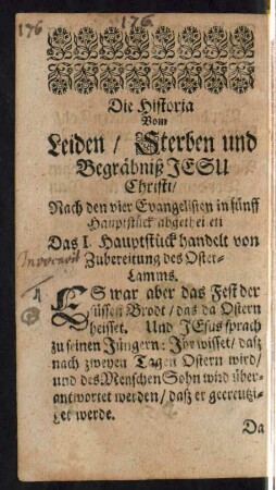 Das I. Hauptstück handelt von Zubereitung des Oster-Lamms.