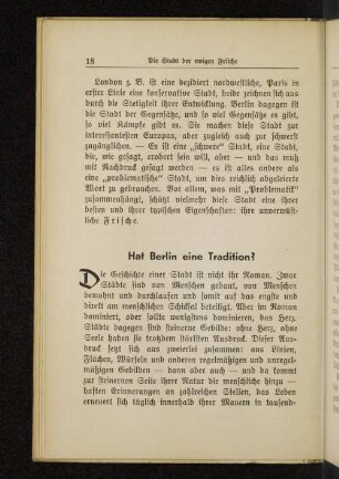 Hat Berlin eine Tradition?