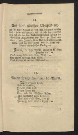14. Auf einen gewissen Oberprediger