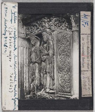 Saint-Gilles-du-Gard: Abteikirche, Westfassade, Mittelportal, rechtes Gewände, Jakobus Maior und Pauuls