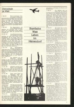 [Startbahn West] Leben im Hüttendorf. Chronologie im Wald