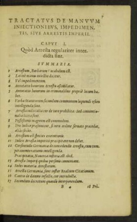 Tractatus De Manuum Iniectionibus, Impedimentis, Sive Arrestis Imperii.