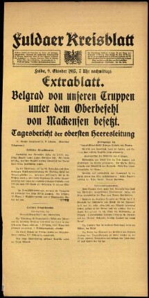Ausgabe vom Samstag, den 09. Oktober 1915.