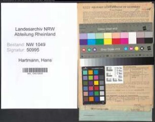 Entnazifizierung Hans Hartmann , geb. 21.09.1903 (Buchhalter)