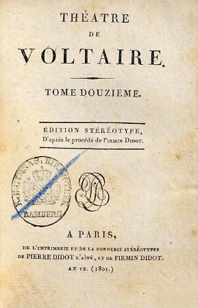 Théâtre De Voltaire. 12, [Irène. Agathocle. La Fête de Ballébat. L'Hôte et l'Hôtesse. Jules César. L'Héraclius espagnol, ou la Comédie fameuse]