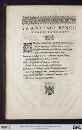 Francisci Bencii e Societate Iesu