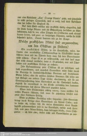 Welche praktischen Mittel sind anzuwenden, um den Obstbau zu fördern?