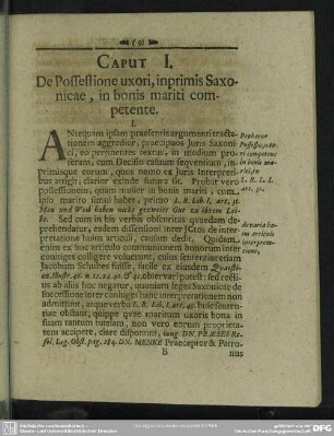 Caput I. De Possessione uxori, inprimis Saxonicae, in bonis mariti competente