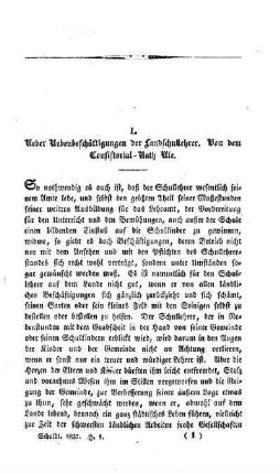 Ueber Nebenbeschäftigungen der Landschullehrer