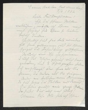 Brief von Charlotte Kiep an Margarete Hauptmann