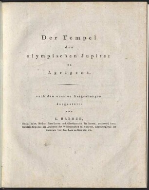 Der Tempel des olympischen Jupiters zu Agrigent