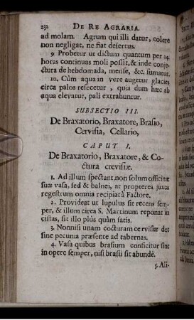 Subsectio III. De Braxatorio, Braxatore, Brasio, Cervisia, Cellario