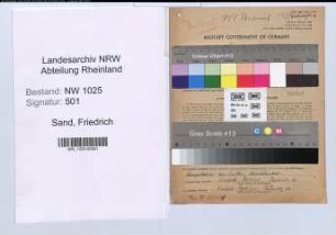 Entnazifizierung Friedrich Van De Sand , geb. 17.09.1897 (Postinspektor)