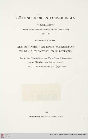 Aus der Arbeit an einer Konkordanz zu den altaegyptischen Sargtexten