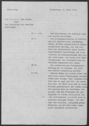 Pfäffingen: Visitationsbericht mit Pfarrbericht 1936