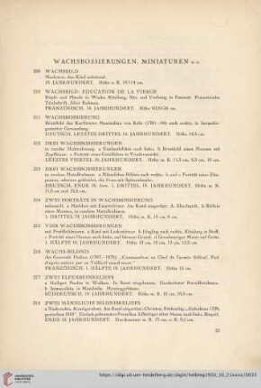 Wachsbossierungen, Miniaturen (Nr. 209-230)