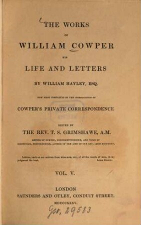 The works of William Cowper. Vol. 5
