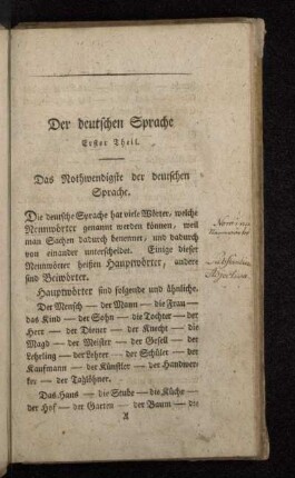 Der deutschen Sprache Erster Theil.