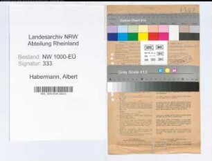Entnazifizierung Albert Habermann, geb. 27.03.1894 (Beamter)