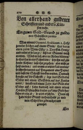 Von allerhand guldenen Schrifften und andern Künsten mehr.