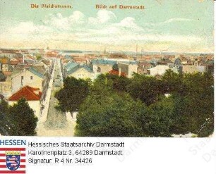 Darmstadt, Blick auf die Bleichstraße über Darmstadt
