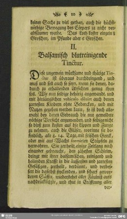 II. Balsamisch blutreinigende Tinctur