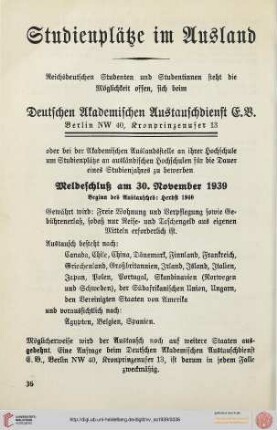 Studienplätze im Ausland