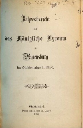 Jahres-Bericht. 1895/96