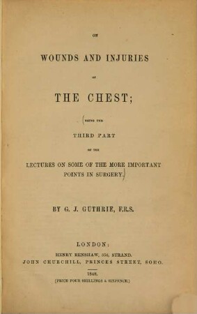 On wounds and injuries of the chest