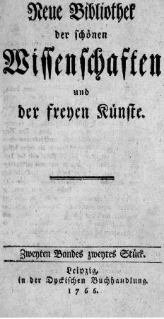 Zweyten Bandes zweytes Stück