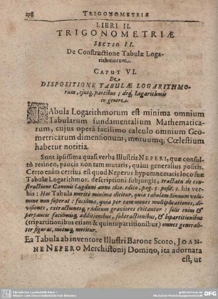 Caput VI. De Dispositione Tabulae Logarithmorum...