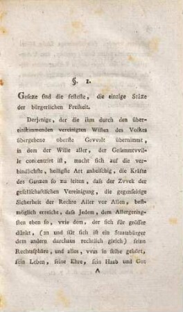 Ueber die Rüksichten, die der Gesezgeber bei Verfassung eines neuen Strafkodex zu nehmen hat : ein politisch-juridischer Versuch