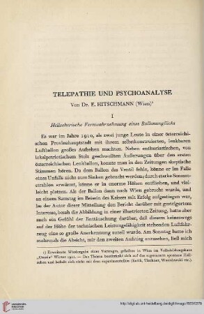 9: Telepathie und Psychoanalyse