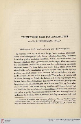 9: Telepathie und Psychoanalyse