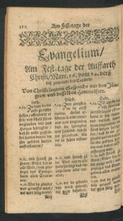 Evangelium/ Am Fest-tage der Auffarth Christi