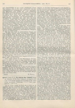 291-293 [Rezension] Moffatt, James B. D., The historical New Testament being the literature of the New Testament arranged in the order of its literary growth and according to the dates of the documents