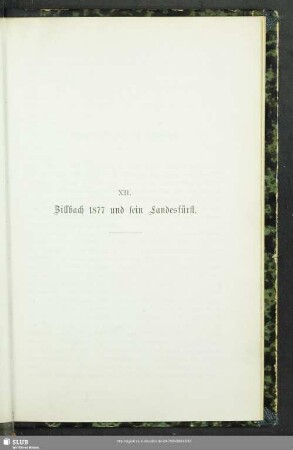 XII. Zillbach 1877 und sein Landesfürst