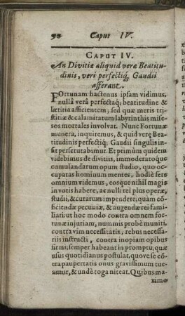 Caput IV. An Divitæ aliquid veræ Beatitudinis, veri perfectiq[ue] Gaudii offerant.