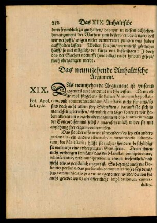 Das neuntzehende Anhaltische Argument.