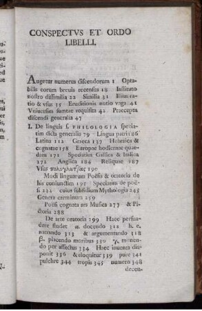 Conspectus Et Ordo Libelli.