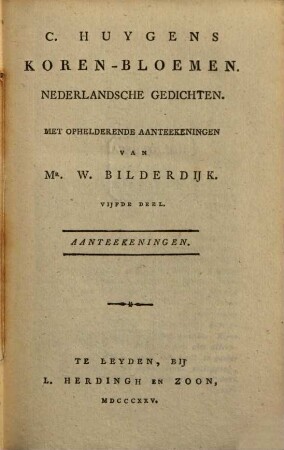Koren-Bloemen : nederlandsche gedichten, 5. Aanteekeningen