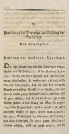 326-338 Beyträge zur Bildung der Seelsorger : Fortsetzung