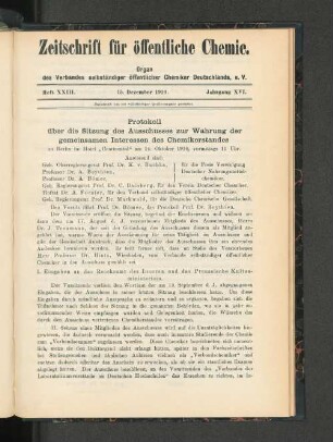 Heft XXIII. 15. Dezember 1910. Jahrgang XVI.