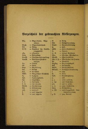 Verzeichnis der gebrauchten Abkürzungen.