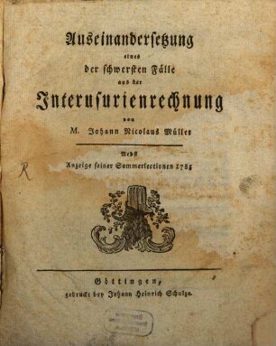 Auseinandersetzung eines der schwersten Fälle aus der Interusurienrechnung