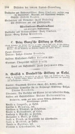 D. Gräflich v. Bernhold'sche Stiftung zu Cassel.