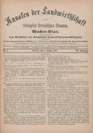 No. 1. Berlin, den 2. Januar 1867. VII. Jahrgang.