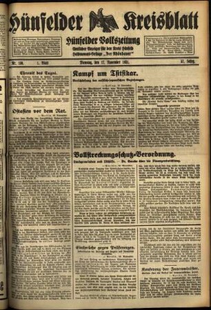 Erste Ausgabe vom Dienstag, den 17. November 1931.