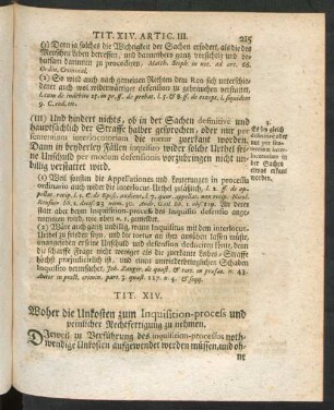 Tit. XIV. Woher die Unkosten zum Inquisition-process und peinlicher Rechtfertigung zu nehmen